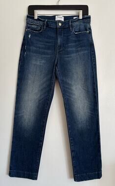 Dark Wash Women's FRAME Lola Le Nouveau Straight Jeans 28